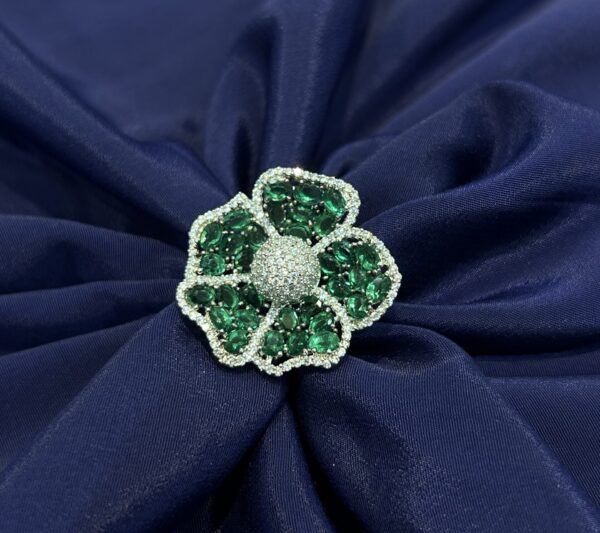 Emerald Flora Diamond Cocktail Ring